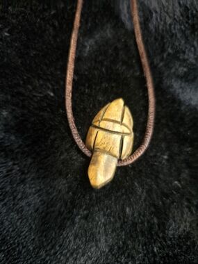 Handcrafted Brown Wooden Tusk Pendant Necklace